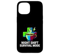 Custodia per iPhone 15 Night Shift Survival Mode Nurse Medical Coffee