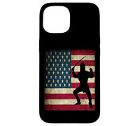Custodia per iPhone 15 Ninja Warrior Bandiera americana americana