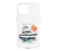Custodia per iPhone 15 No Plans Just Sunsets Acquerello Cabin Cruiser Barca Regalo