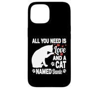 Custodia per iPhone 15 Nome gatto personalizzato Dante Cute Kitty Pet Amante