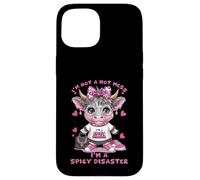 Custodia per iPhone 15 Non sono un disastro, sono una Spicy Disaster Pink Highland Cow