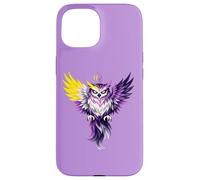 Custodia per iPhone 15 Nonbinary Owl Bird Enby NB Pride Flag Colors Tattoo Style