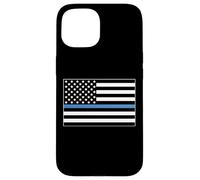 Custodia per iPhone 15 Nurse Police Wife Officer Thin Blue Line Heart Flag