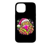 Custodia per iPhone 15 Occhiali da sole in gomma da sole per bambini e giovani, motivo: Babbo Natale, colore: rosa