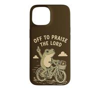 Custodia per iPhone 15 Off To Lode The Lord Frog Bicicletta Christian Humor
