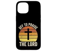 Custodia per iPhone 15 Off To Praise The Lord Christian Faith Cross retrò