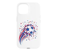 Custodia per iPhone 15 Pallone da calcio dinamico, frammenti frantumati, stelle e coriandoli