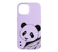 Custodia per iPhone 15 Panda Fiori Piume Line Art Minimalista Splash