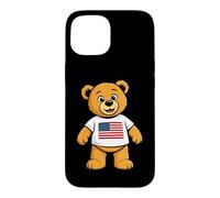 Custodia per iPhone 15 Patriotic Teddy Bear USA Flag Illustration Graphic Cartoon