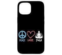 Custodia per iPhone 15 Peace Love Yoga Meditazione Zen Retro Lotus