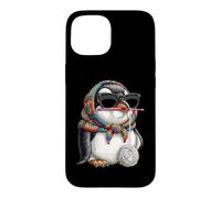 Custodia per iPhone 15 Penguin Granny Square Crochet Yarn Crochet Lover Cute