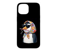 Custodia per iPhone 15 Penguin Granny Square Crochet Yarn Crochet Lover Cute