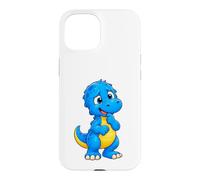 Custodia per iPhone 15 Pensa il simpatico dinosauro T-Rex blu