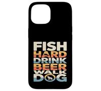 Custodia per iPhone 15 Pesce Hard Drink Birra Passeggiata Cane Pesca Divertente