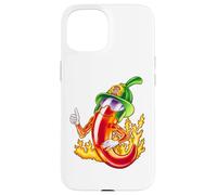 Custodia per iPhone 15 Piccante vigile del fuoco peperoncino fumetto divertente fuoco eroe disegno