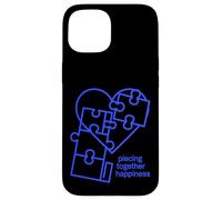 Custodia per iPhone 15 Piece Together Happiness Puzzle Cuore Design