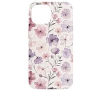 Custodia per iPhone 15 Pink Purple Flower Watercolour Floral Wildflower Cute