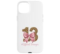 Custodia per iPhone 15 Plus 13° compleanno leopardato fiocco rosa ufficiale teen