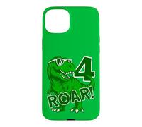 Custodia per iPhone 15 Plus 4 ANNI DINO ROAR DINOSAURIER 4° COMPLEANNO