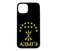 Custodia per iPhone 15 Plus Adygea Flag Design With Yellow Stars Great Circassian Adiga
