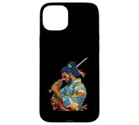 Custodia per iPhone 15 Plus Afro Americano Samurai Anime Cartoon Giapponese Bushido Guerriero