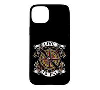 Custodia per iPhone 15 Plus Airplane Pilot Live To Fly Aviation Compass Art