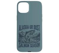 Custodia per iPhone 15 Plus Alaska or Bust Salmon Season Fishing Angler Adventure