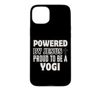 Custodia per iPhone 15 Plus Alimentato da Gesù Orgoglioso per Yogi Christian Faith Yoga Lover