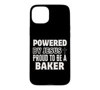 Custodia per iPhone 15 Plus Alimentato da Jesus Proud to Baker Christian Faith Baking Bake