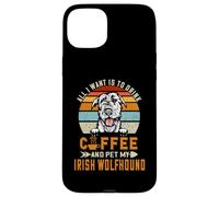 Custodia per iPhone 15 Plus All I Want Is To Drink Coffee And Pet My Dog Irish Wolfhound