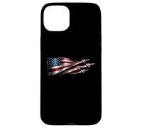 Custodia per iPhone 15 Plus American Patriotic Fighter Jets Bandiera USA sventolando il 4 luglio
