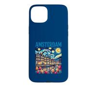 Custodia per iPhone 15 Plus Amsterdam In Notte Stellata Van Gogh Style Graphic