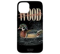 Custodia per iPhone 15 Plus Anatra vintage in legno per osservare gli uccelli, arte della natura e