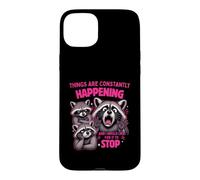 Custodia per iPhone 15 Plus Ansia Racoon Le cose accadono costantemente