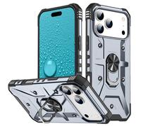 Custodia per iPhone 15 Plus Arancione Robusta custodia per telefono con supporto ad anello girevole a 360°, cover antiurto resistente con angoli con cuscinetti d'aria, protezione dello schermo ri
