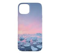 Custodia per iPhone 15 Plus Arctic Iceberg Field Sotto Rosa Polare Alba Paesaggio