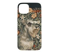 Custodia per iPhone 15 Plus Arte floreale vintage Schnauzer sale e pepe
