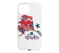 Custodia per iPhone 15 Plus Arte regionale con stelle scozzesi floreali dell'Alaska