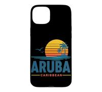Custodia per iPhone 15 Plus Aruba Caraibi Retro Tramonto Vacanza