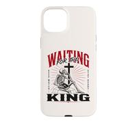 Custodia per iPhone 15 Plus Aspettando il re scheletro cristiano Bibbia Art
