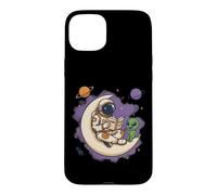 Custodia per iPhone 15 Plus Astronauta che legge Alien Moon Cosmic Tales Space Art