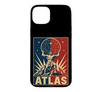 Custodia per iPhone 15 Plus Atlante cosmico Titano greco Holding Stars Sky