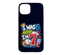 Custodia per iPhone 15 Plus Avevo 6 anni Ora ho 7 anni 7th Birthday Boys Ice Cream Drip Baseball