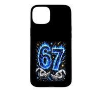 Custodia per iPhone 15 Plus Avevo 6 anni ora sono 7 Six Seven Blue Flames 7° compleanno