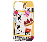 Custodia per iPhone 15 Plus Avventura della carta d'imbarco di viaggio di Hong Kong