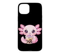 Custodia per iPhone 15 Plus Axolotl Bere Boba Tea Kawaii Tapioca Bubble Milk Tea