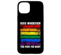 Custodia per iPhone 15 Plus bacia chi vuoi Bandiera arcobaleno LGBTQI