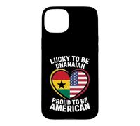 Custodia per iPhone 15 Plus Bandiera americana Lucky To Be Ghanaian Proud