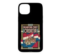 Custodia per iPhone 15 Plus Bandiera della Croazia della costa della Dalmazia Vintage Travel Graphic