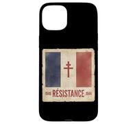 Custodia per iPhone 15 Plus Bandiera della Francia con croce di Lorena 1940-1944